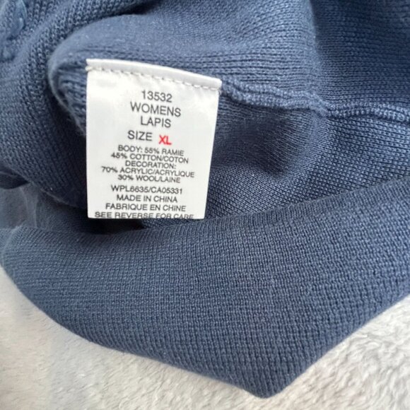 Woolrich Womens Walnut Hill Vest XL Lapis Blue Floral Embroidered Zip V-Neck New - Picture 4 of 8